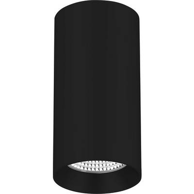 Luminaire de plafond ou mural cylindrique noir avec diffuseur LED argenté perforé et encastré
