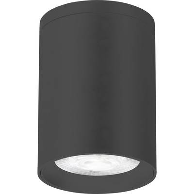 Luminaire de plafond cylindrique noir avec lentille LED ronde encastrée