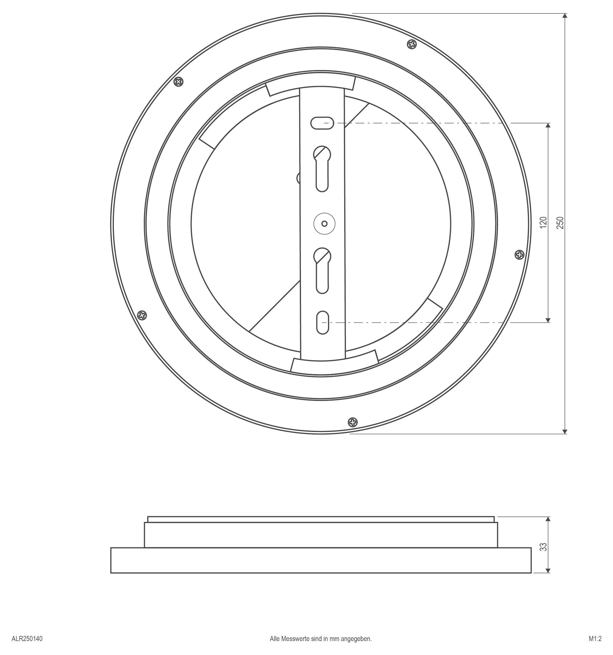 Dessin technique d'une pièce mécanique circulaire avec vues de face et de côté, montrant les trous de montage et les dimensions cotées 120 et 250 mm.