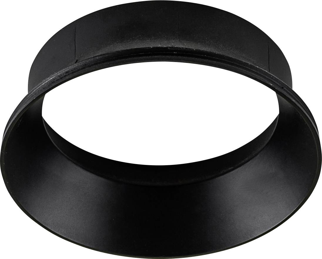 Abat-jour cylindrique noir ou capot de ventilation avec une ouverture évasée large, isolé sur fond blanc.