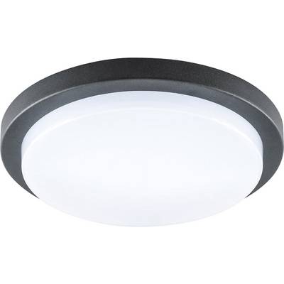 Plafonnier rond à encastrement avec bordure gris foncé et diffuseur blanc dépoli