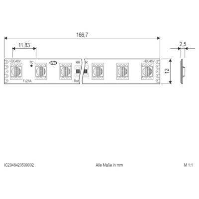 Dessin technique d'un composant électrique carré, montrant les vues de face, arrière et latérale avec les dimensions de 135 mm de large et 60 mm de haut, étiqueté M12.