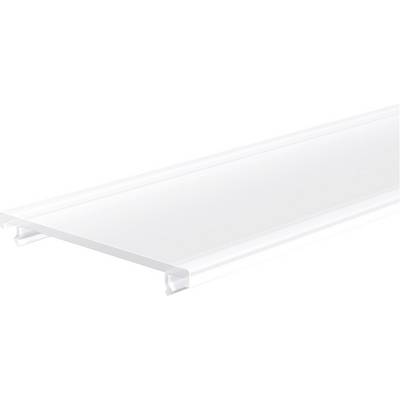 Gros plan d'un diffuseur de lumière LED blanc translucide avec un profil rectangulaire dépoli et des clips de montage de chaque côté.