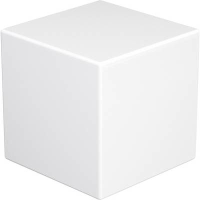 Un cube blanc simple en 3D sur un fond gris clair.
