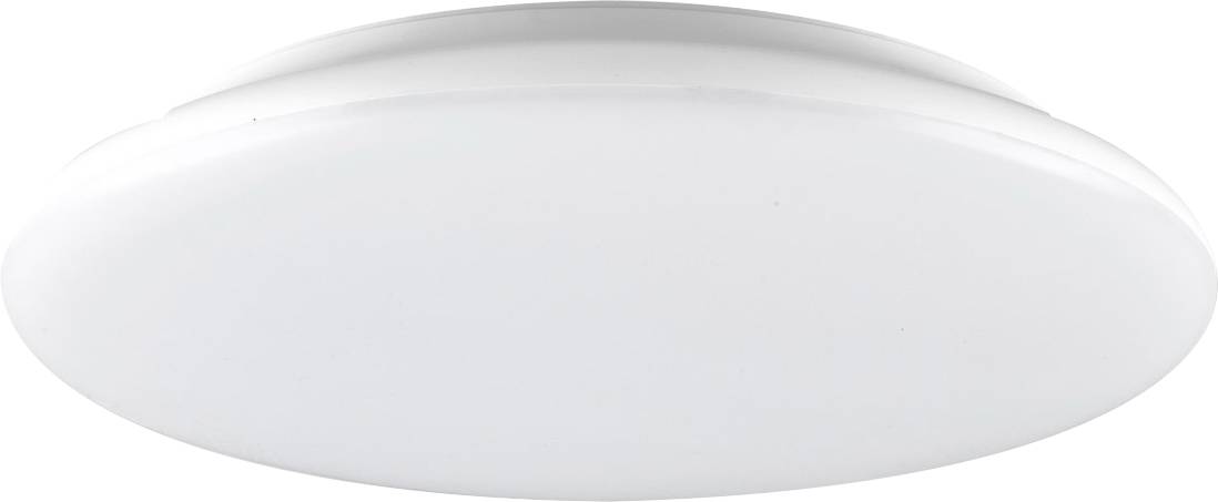 Luminaire de plafond blanc et rond avec un dôme lisse et profilé bas sur un fond uni