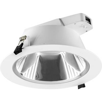 Spot encastré de plafond blanc avec intérieur métallique réfléchissant et clips à ressort pour l'installation