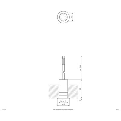 Vue technique d'un dessin de pièce cylindrique avec vue de dessus et vue en coupe, montrant les mesures clés incluant le diamètre 12 et une section inférieure étiquetée d18, LA 13, et une longueur de 200.