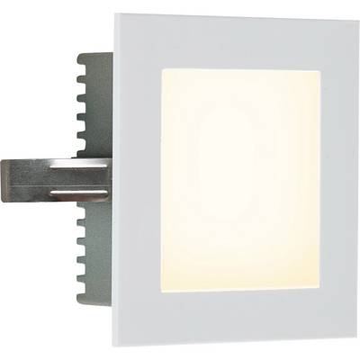 Luminaire encastrable avec panneau lumineux rectangulaire, entouré d'un cadre blanc, adapté à une installation au plafond ou au mur.