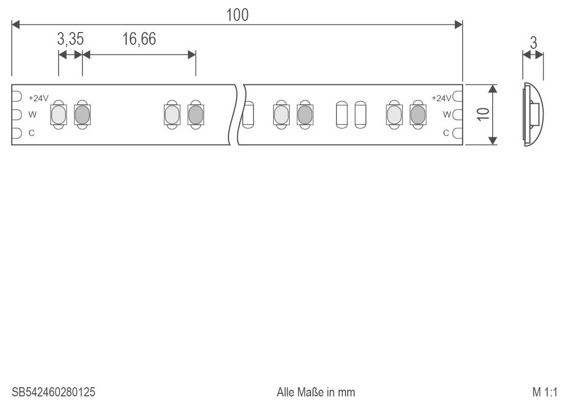 EVN SB542460280125 Ruban LED CEE: F (A - G) avec câble à extrémités ouvertes 24 V 5 m blanc chaud à blanc lumière du jou-2
