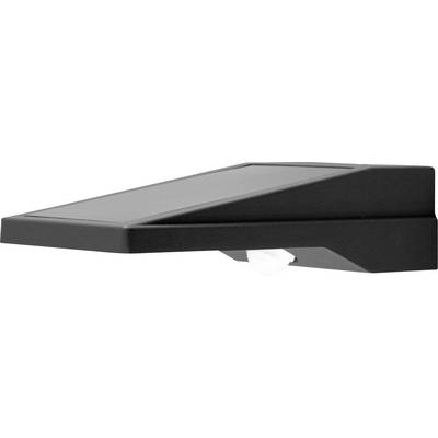 Luminaire d'extérieur noir à toit angulaire monté sur le toit ou capot de ventilation présenté en vue latérale sur fond blanc.