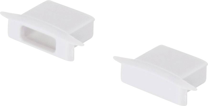 Deux manchons ou couvercles de passage de câbles en plastique blanc montrés sur un fond blanc.