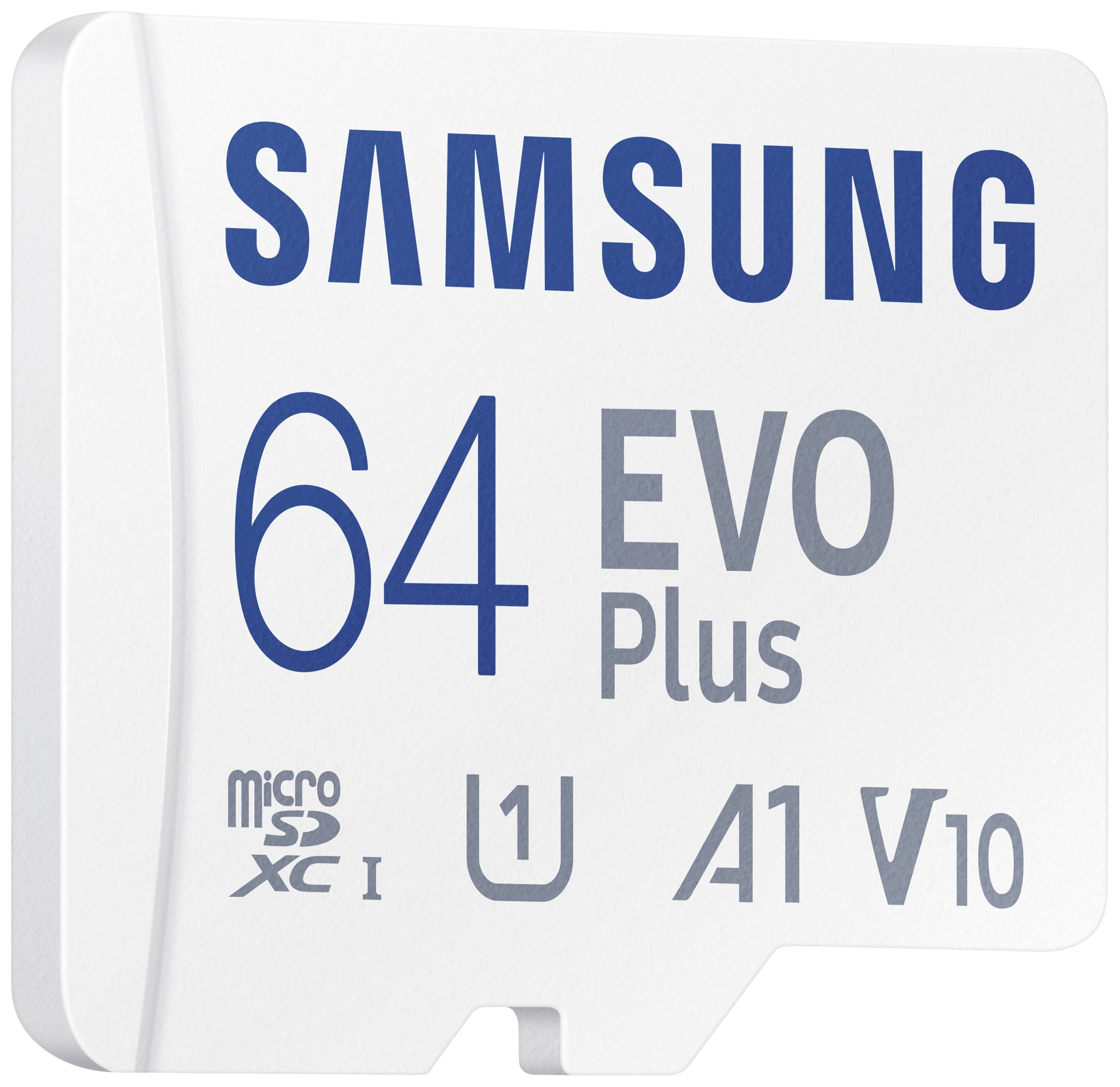 Carte Mémoire MicroSD 64Go Class 10 EVO Plus 100 Mo/s avec Adaptateur SD-1