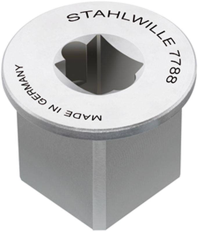 Une pièce d'outil argentée en acier de Stahlwille portant l'inscription 'Stahlwille 7788 Made in Germany' sur le dessus. Adaptée aux applications techniques précises.