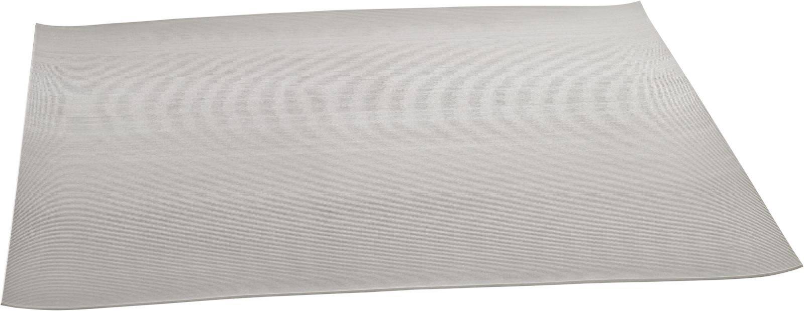Tapis de cuisson en silicone gris sur un fond blanc.