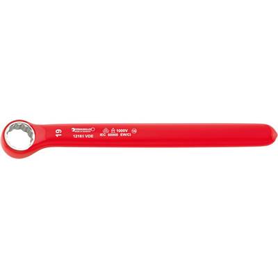 Clé à molette rouge avec poignée isolée. Marquages '1000V', 'EN60900'. Adaptée aux travaux sur installations électriques.