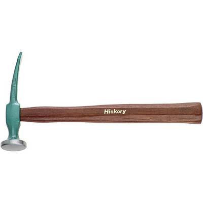Marteau avec tête verte et manche en bois de hickory brun. L'inscription 'Hickory' est imprimée sur le manche.