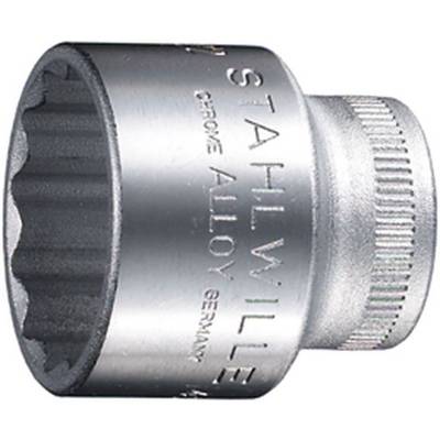 Écrou métallique à surface striée, portant l'inscription 'STAHLWILLE CHROME ALLOY GERMANY'.