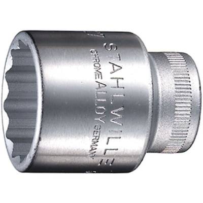 Clé à douille 'Stahlwille' en alliage chrome avec bord cannelé. Texte sur l'outil : 'STAHLWILLE CHROME ALLOY GERMANY'.