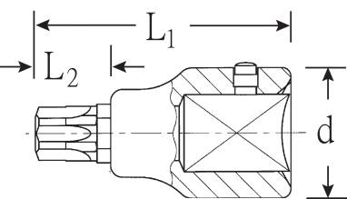 Dessin technique d'un composant avec vue en coupe et annotations de dimensions. Montre la connexion et la structure interne.