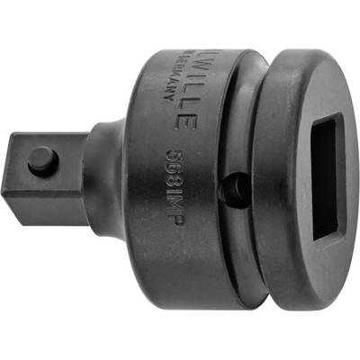 Adaptateur pour clés à douille, raccord carré, noir, marque identifiable. Relie différents outils, conception robuste.
