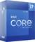 Conception d'emballage en carton bleu pour Intel Core i7, 12e génération, avec l'inscription 'Unlocked', soulignant les performances du processeur.