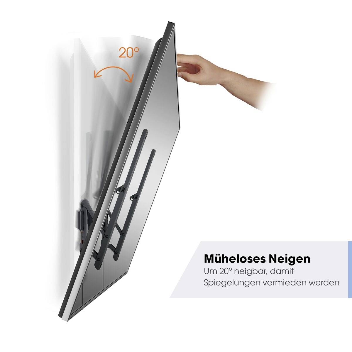 Support de moniteur à écran plat permet un réglage inclinable de 20 degrés pour éviter les reflets.