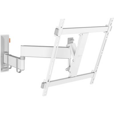 Support mural pour TV blanc, orientable, avec bras réglable. Adapté pour un positionnement et un angle flexibles sur un mur de télévision.