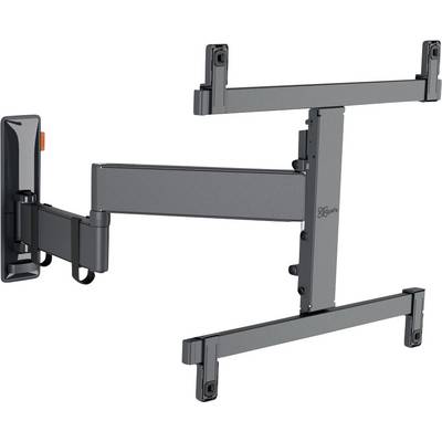Support mural pour moniteur avec deux bras, réglable et de couleur noire. Adapté pour le positionnement flexible des écrans.