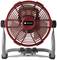 Un ventilateur de table rouge de la marque Toolcraft avec un logo noir au centre. Le ventilateur présente un design moderne.