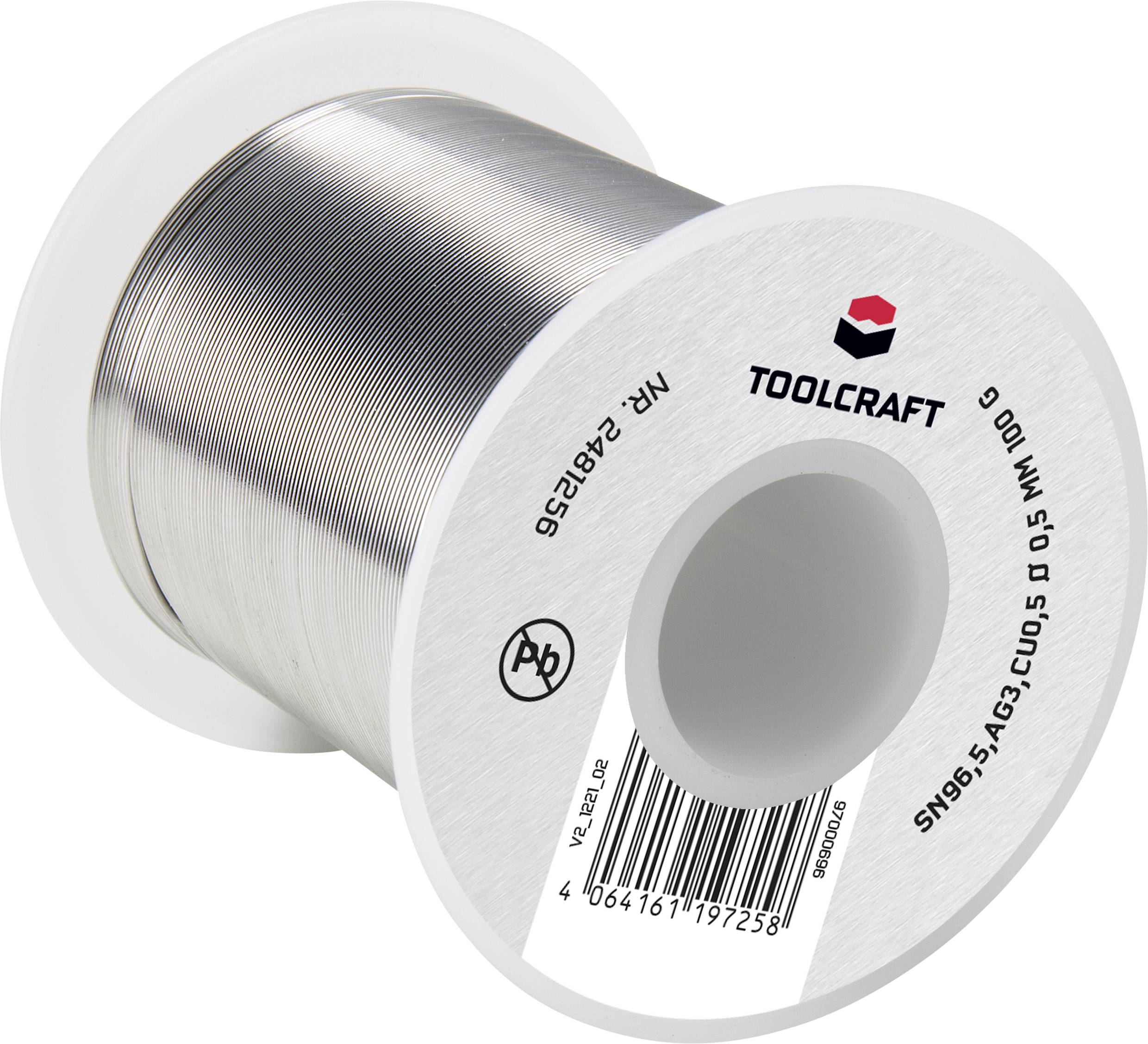 Bobine de soudure à l'étain ; Marque : Toolcraft ; Poids : 100 g ; Diamètre : 1 mm ; Convient pour les travaux électroniques.