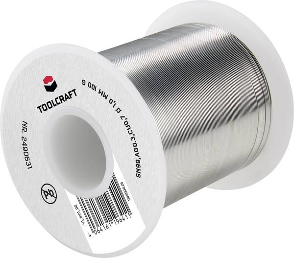 TOOLCRAFT  Étain à souder sans plomb bobine SN99AG03C ROL1 100 g 1 mm