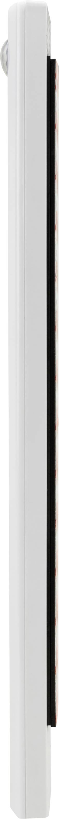 Barre verticale blanche, probablement un élément d'un système de meuble ou de protection, dont l'intérieur en noir et rouge est visible.