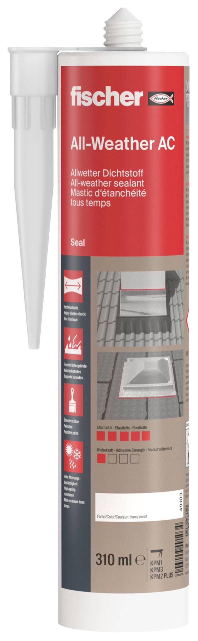 Fischer DDK 310 Mastic tous temps Couleur transparent 049103 310 ml-1