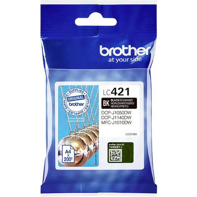 'Cartouche d'encre LC421BK de Brother, encre noire, compatible avec DCP-J1050DW, DCP-J1140DW, MFC-J1010DW, pour environ 200 pages.'