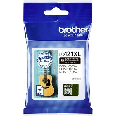 Cartouche d'encre Brother LC421XL dans un emballage noir. Compatible avec les modèles d'imprimantes Brother DCP-J1050DW, DCP-J1140DW, MFC-J1010DW.