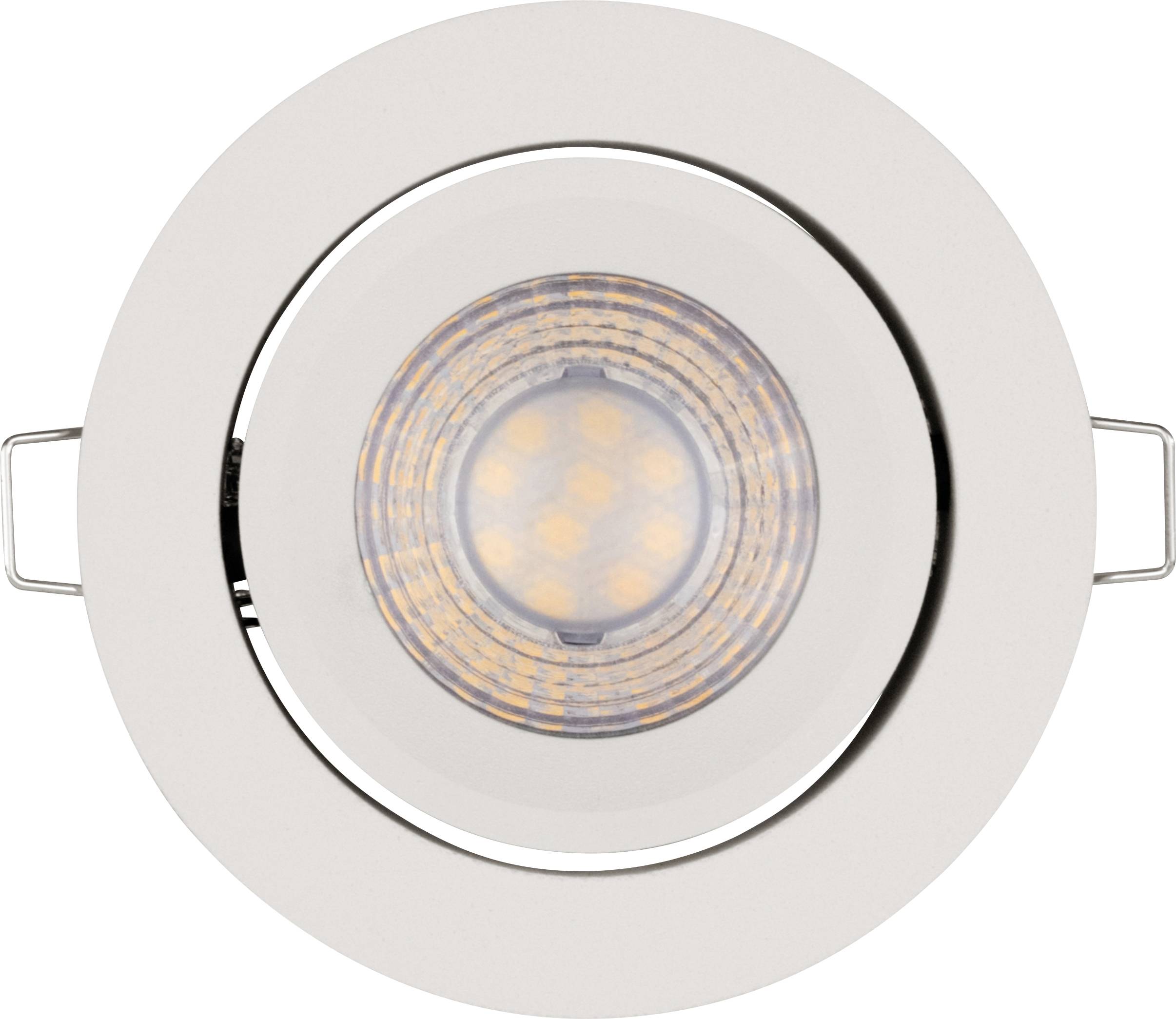 Plafonnier LED rond de couleur blanche avec une lumière blanc chaud. Il présente un design moderne et minimaliste, parfait pour les espaces intérieurs.