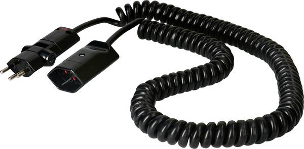 Max Hauri 138322 alimentation Rallonge   noir 3.5 m H05VV-F 3G 1,0 mm² câble spiralé