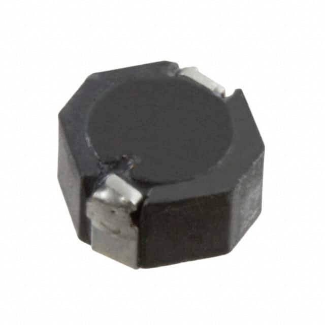 Inductance noire octogonale avec contacts métalliques sur la partie supérieure, sur un fond clair, destinée à être utilisée dans des circuits électroniques.
