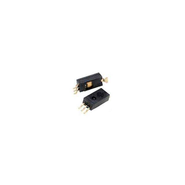 Deux composants électroniques noirs avec trois broches dorées sur un fond blanc.