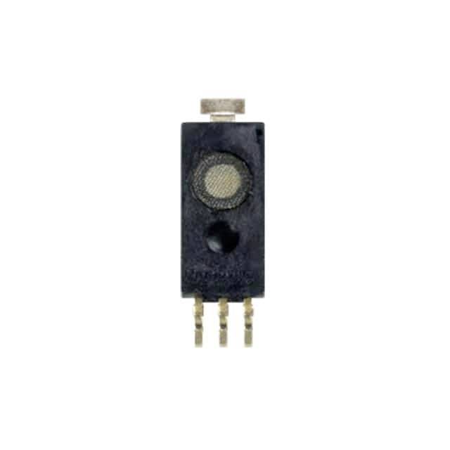 Un capteur électronique avec trois broches métalliques en bas et une zone ronde grillagée en haut sur un boîtier noir.