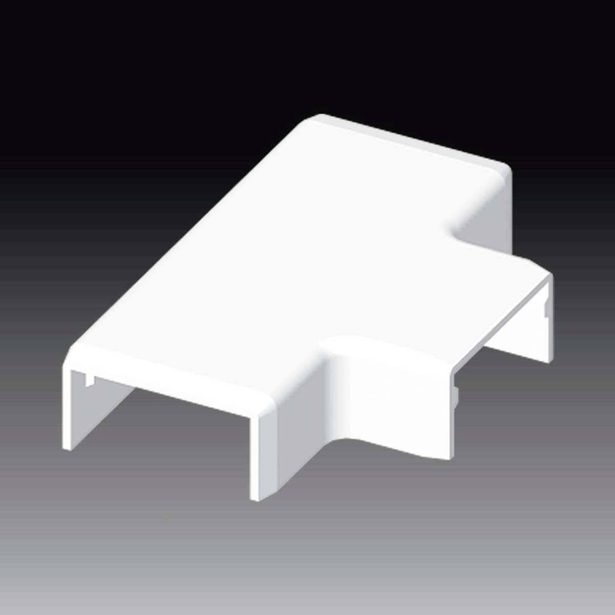 Couvre-angle en plastique blanc sur un fond gris, servant de protection ou de pièce de jonction dans un contexte technique ou de construction.