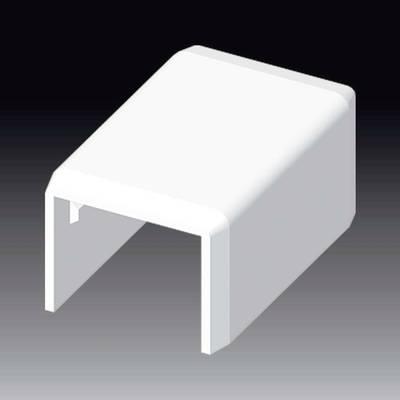 Un protecteur rectangulaire blanc en plastique qui s'adapte à un bord droit, sur un fond gris.