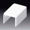 Un protecteur rectangulaire blanc en plastique qui s'adapte à un bord droit, sur un fond gris.