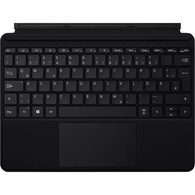 Clavier noir QWERTZ avec disposition allemande, pavé tactile intégré et rangée de touches spéciales pour des fonctions telles que 'Impr' et 'Suppr'.