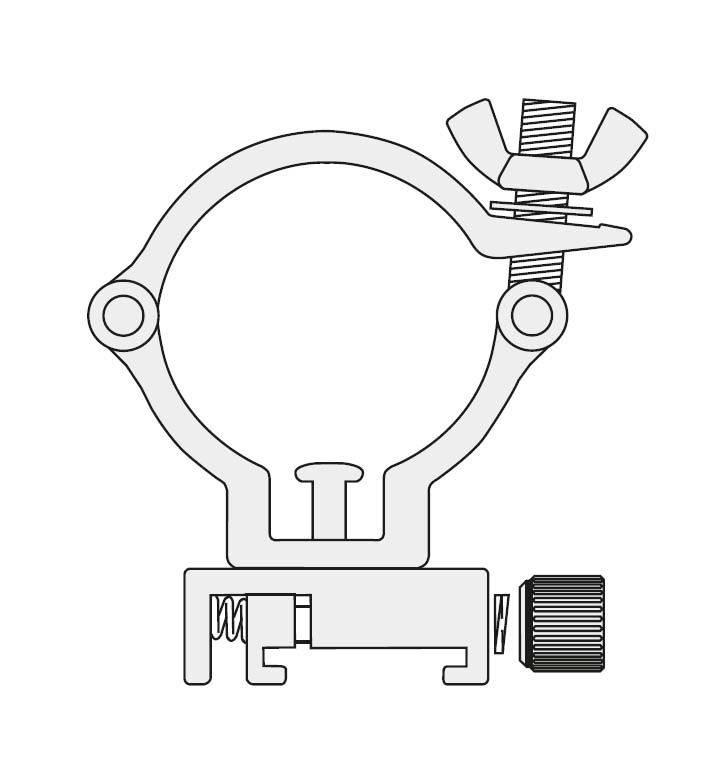 Dessin technique d'un collier de serrage pour tube avec vis à ailettes destiné aux fixations. Présente les détails de la construction mécanique.