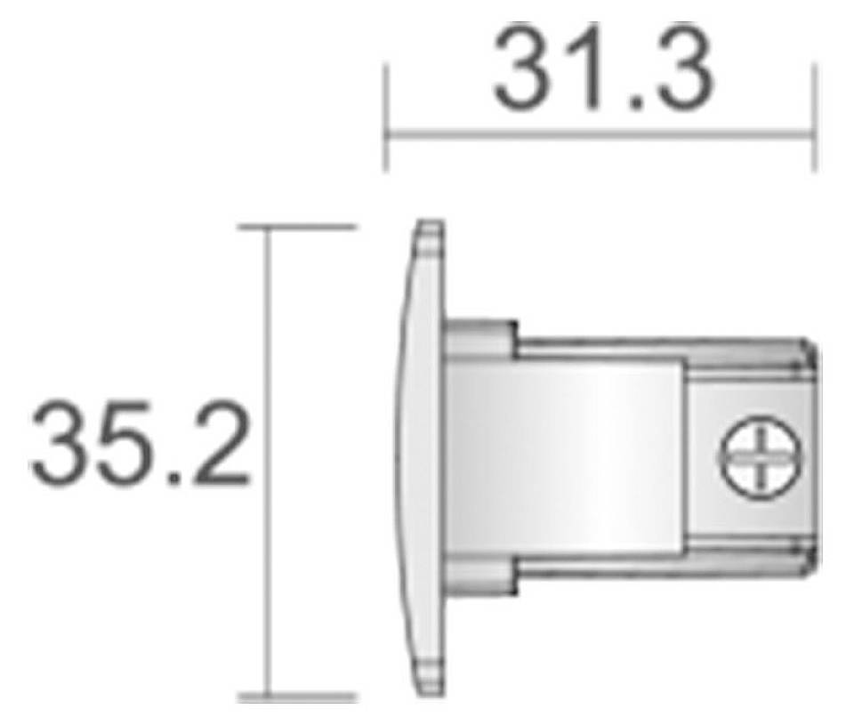 Dessin technique d'un composant avec les dimensions suivantes : largeur 31,3 mm, hauteur 35,2 mm.