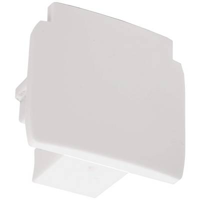 Un appareil électrique blanc, carré, probablement un détecteur de mouvement, à la surface lisse et aux bords arrondis.
