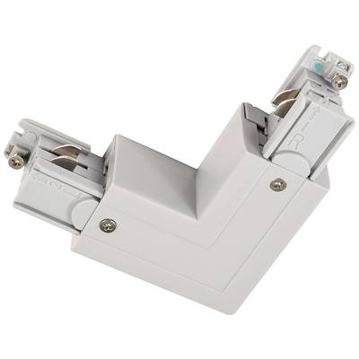 Un adaptateur en forme de L pour systèmes de rails. Il permet la connexion à un angle de 90 degrés et dispose de dispositifs de verrouillage à chaque extrémité.