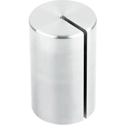 Un bloc métallique cylindrique présentant une fine fente verticale s'étendant du haut vers le bas, probablement un composant d'un outil ou d'une machine.
