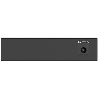 Connecteur d'alimentation noir avec inscription '5V---1A' sur la droite, de forme rectangulaire.